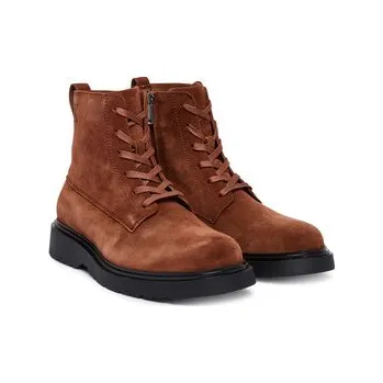 Dámské kozačky Kotníková obuv Calvin Klein Combat Ess Lace Up Zip Boot Su YM0YM01371 Hnědá 40