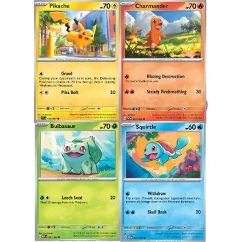 Karetní hra Pokémon TCG Startovací Balíček 4 Startéry + 12 Pomocných Karet SMIETANA ART GANG