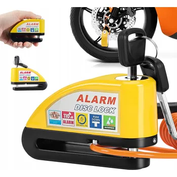 Motozámek ZÁMEK KOTOUČOVÉ BRZDY S ALARMEM 110DB PRO MOTOCYKLY A KOLA, VODĚODOLNÝ