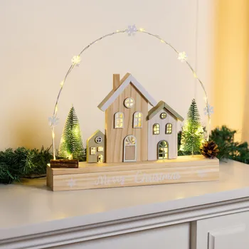 Vánoční dekorace LED Dřevěná vánoční dekorace