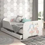 Dětská postel MIKI 160 x 80 cm s motivem princezny a jednorožce