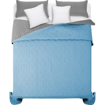 Přehoz na lůžko Oboustranné modro šedé přehozy na manželskou postel 220 x 240 cm