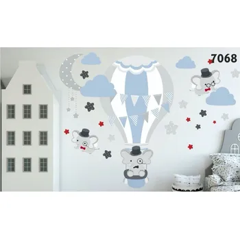 Samolepící dekorace Kvalitní nálepka na zeď do dětského pokoje létající sloníci 80 x 160 cm