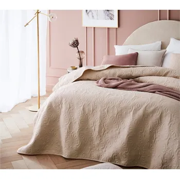 Přehoz na lůžko Vysoce kvalitní pevný béžový přehoz na postel 220 x 240 cm