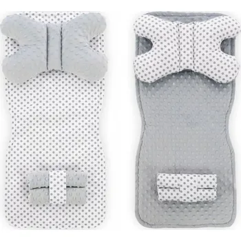 Podložka do kočárku bílá/šedá s puntíky