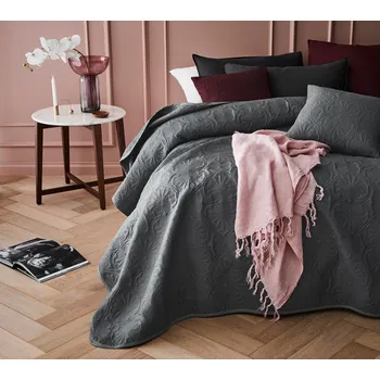 Přehoz na lůžko Originální tmavě šedý prošívaný přehoz 220 x 240 cm