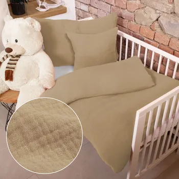 Povlečení Dětské mušelínové povlečení do postýlky Nature MSN-024 Pískově béžové Do postýlky 90x120 a 40x60 cm