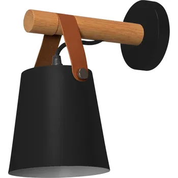 Nástěnné svítidlo Designová nástěnná lampa ze dřeva a kovu Černá