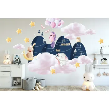 Samolepící dekorace Pohádková dětská nálepka na zeď s milým motivem 100 x 200 cm