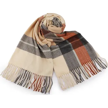 Šátek / šála / pléd s třásněmi 65x175 cm Varianta: 3 béžová světlá hnědá, Balení: 1 ks