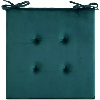 Podsedák Sametový podsedák s vázáním tmavě tyrkysová