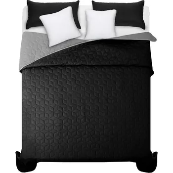 Přehoz na lůžko Černo šedý přehoz na manželskou postel s elegantním prošíváním 200 x 220 cm