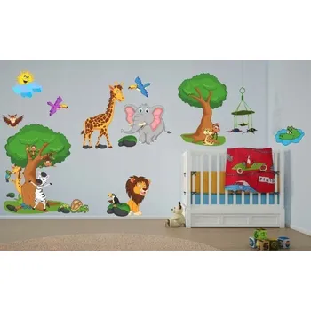 Samolepící dekorace Krásná barevná dětská nálepka na zeď madagaskar 60 x 120 cm