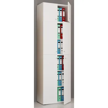 Policová skříň VCM Kancelářská skříň Lona XXL s otočnými dveřmi S nástavcem, bílá 487091