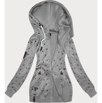 Dámská mikina Šedá dámská rozepínací mikina se vzorem hvězdiček (2313) odstíny šedé XXL (44)