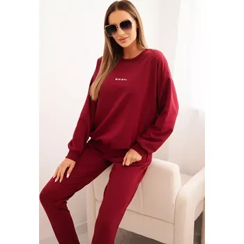 Polski Dámský bavlněný komplet s potiskem Minimal bordový Polski tmavě červená 3403919