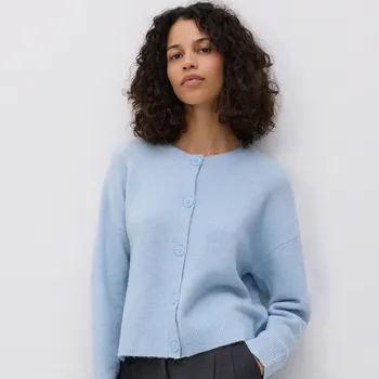 Dámský svetr Reserved - Kardigan se spadlou linií ramen - bleděmodrá - 275GP-05X - 275GP-05X-XL