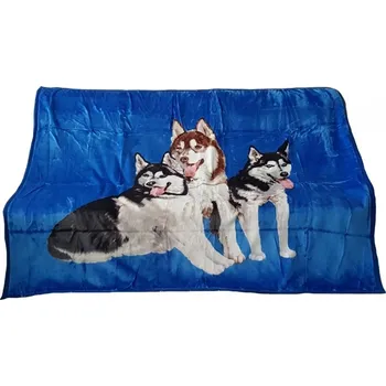 deka Moderní luxusní deka z akrylu modré barvy s motivem vlků Šířka: 160 cm | Délka: 210 cm