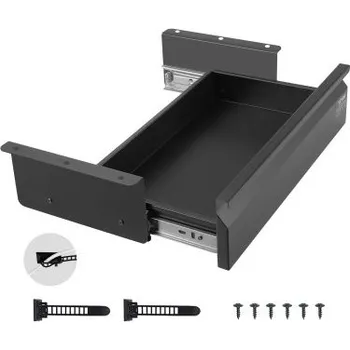 Úložný box VEVOR 16" široký vysouvací úložný prostor pod stůl, výsuvný úložný prostor pod stůl, skrytý organizér na stůl, zásuvka na tužky pod stůl pro kancelář, domácí, sedací, stojící pracovní stanici, 17x9x4 palce