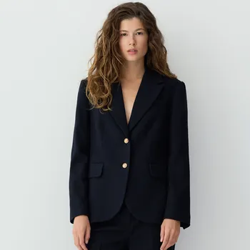 Reserved - Jednořadé sako s vlnou - tmavomodrá - 320CW-59X - 320CW-59X-S