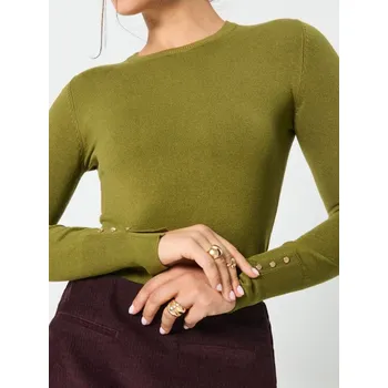 Dámský svetr Sinsay - Svetr s dekorativními knoflíky - olivová - 384EU-19X - 384EU-19X-XXL-1