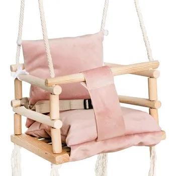 Hra na zahradu Dětská růžová houpačka se sametovými polštářky