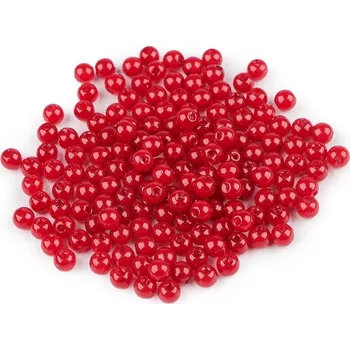 Korálek Plastové voskové korálky / perly Glance Ø6 mm Varianta: F40 červená tmavá, Balení: 500 g