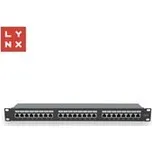 LYNX CS LYNX 19" patch panel 24-port, STP Cat6, 50µ, stíněný, černý LX-24-STP6-BK