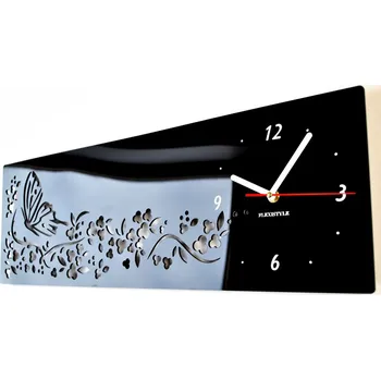 Hodiny Obdélníkové nástěnné hodiny v moderním designu tmavě zelená