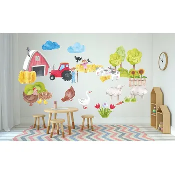 Samolepící dekorace Dekorační dětská nálepka do dětského pokoje farma 60 x 120 cm