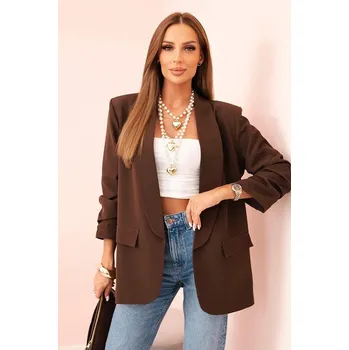 Dámské sako Dámské elegantní sako s klopami 9709 hnědé uni
