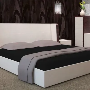 Prostěradlo Černé prostěradlo s gumičkou - bavlněný satén Šírka: 200 cm | Dĺžka: 220 cm