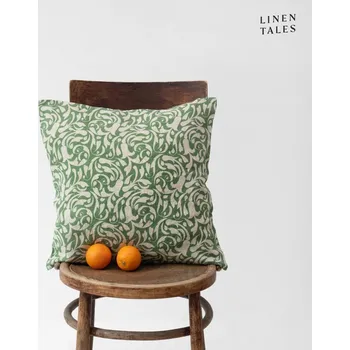 Povlak na dekorativní polštářek Lněný povlak na polštář 45x45 cm Evergreen Damask – Linen Tales ID_1806014