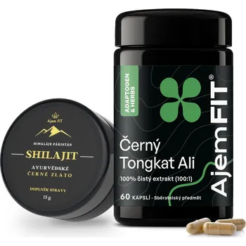 AjemFIT Balíček pro Podporu Testosteronu - 100% ČISTÝ SHILAJIT (Zlatá Třída) - (Himaláje-Pákistán) + Tongkat Ali TONGKAT ALI (Černý extrakt 100:1) - 60 kapslí (30g)