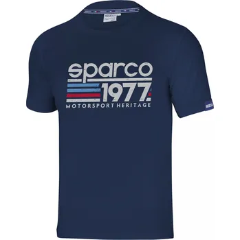 Pánské tričko SPARCO 1977 Motorsport Heritage modré pánské triko Stretch XXL