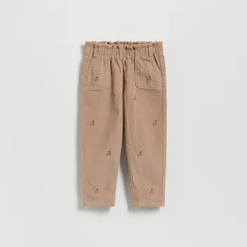 Reserved - Manšestrové kalhoty s výšivkou - béžová - 881FF-80X - 881FF-80X-104