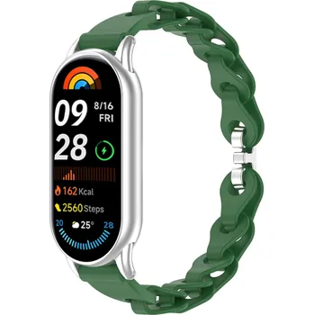 Příslušenství k chytrým hodinkám Silikonový řetízkový řemínek Mi Band 8/9/10 Barva náramku: Tmavě zelená
