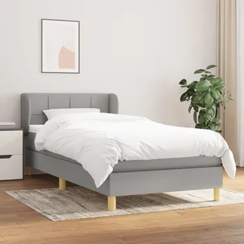 Nábytek vidaXL Box spring postel s matrací 90x190 cm textil [3126766] Barva: světle šedá