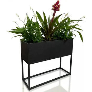 Květináč Dokonalý černý kovový květináč LOFT FIORINO 62X22X50 cm