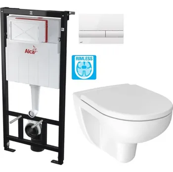 Klozet Předstěnový instalační systém s bílým tlačítkem M1710 + WC JIKA LYRA PLUS RIMLESS + SEDÁTKO DURAPLAST AM101/1120 M1710 LY1