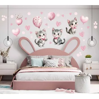 Samolepící dekorace Dětská samolepka na zeď - růžová koťátka Šírka: 50 cm | Dĺžka: 100 cm