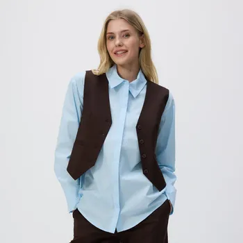 Dámské sako Reserved - Obleková vesta z viskózové směsi - tmavě hnědá - 393FM-89X - 393FM-89X-XL