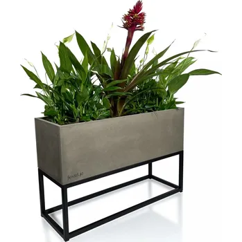 Květináč Krásný kovový květináč v šedé barvě s hladkým povrchem LOFT FIORINO 62X22X40 cm