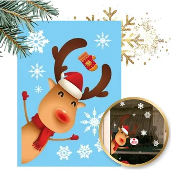 Vánoční dekorace Flamenco Mystique Vánoční barevné samolepky na okno 20 x 30 cm nkd19