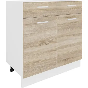 Kuchyňská skříňka VCM Dolní kuchyňská skříňka Esilo, 80 cm, 2 dvířka a 2 zásuvky, sonoma dub 478747