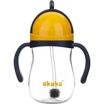 Kouzelná láhev s brčkem a závažím Akuku 280 ml žlutá