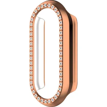 Příslušenství k chytrým hodinkám Ochranný rámeček s kamínky pro Mi Band 8/9/10 Barevná varianta: Růžovo-zlatá