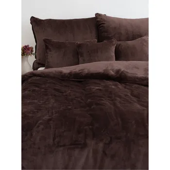 Povlečení Prodloužené povlečení mikroplyš Exclusive – Laura tmavě hnědá