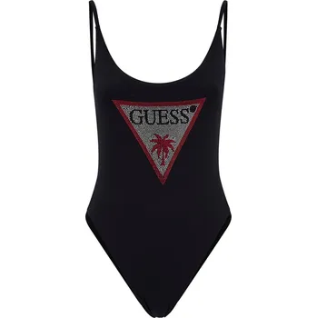 Dámské plavky Dámské Jednodílné plavky GUESS ONE PIECE RHINESTONE TRIANGLE E4GJ03MC040-JBLK – Černá S