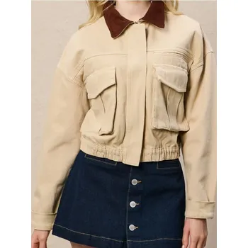 Dámský kabát Sinsay - Zkrácená bunda - krémová - 807FI-12J - 807FI-12J-M